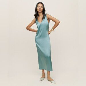 NWT Reformation Lian Silk Sleeveless Dress in Verdigris XS